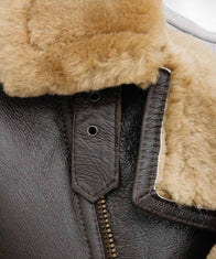 Mens Brown Shearling Leather Jacket Leather Jacket men detail view 3 | Dash Racegear — Brown Shearling Mens Leather Jacket