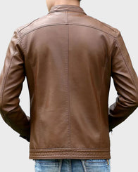 Dark Brown Mens Casual Leather Jacket Leather Jacket men detail view 3 | Dash Racegear — Mens Casual Leather Dark Brown Jacket