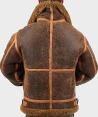 Mens Aviator Distressed Leather Shearling Jacket Jacket men detail view 3 | Dash Racegear — Mens Aviator Distressed B3 Shearling Jacket