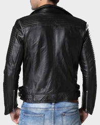 Mens Double Breasted Black Motorcycle Jacket Biker Jacket men detail view 2 | Dash Racegear — Mens Double Breasted Black Motorcycle Jacket