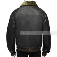 Mens Faux Fur Collar Black Bomber Jacket Bomber Jacket men detail view 5 | Dash Racegear — Faux Collar Black Bomber Jacket Mens
