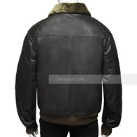 Mens Faux Fur Collar Black Bomber Jacket Bomber Jacket men detail view 5 | Dash Racegear — Faux Collar Black Bomber Jacket Mens