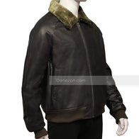 Mens Faux Fur Collar Black Bomber Jacket Bomber Jacket men detail view 2 | Dash Racegear — Black Faux Collar Bomber jacket Mens