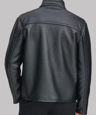 Faux Shearling Black Geniune Leather Jacket Leather Jacket unisex detail view 3 | Dash Racegear — Mens Black Leather Faux Shearling Collar Jacket