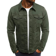 Mens Green Denim Jean Jacket Denim Jacket men front product view | Dash Racegear — Green Denim Jacket for mens