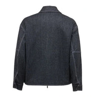 Mens Grey Denim Jacket Denim Jacket men detail view 2 | Dash Racegear — Men’s Grey Zipper Denim Jacket