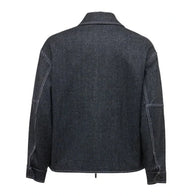 Mens Grey Denim Jacket Denim Jacket men detail view 2 | Dash Racegear — Men’s Grey Zipper Denim Jacket