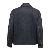 Mens Grey Denim Jacket Denim Jacket men detail view 2 | Dash Racegear — Men’s Grey Zipper Denim Jacket