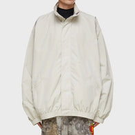 Mens High Neck Oversized Track Jacket Jacket men front product view | Dash Racegear — Mens High Neck Oversized OFF-White Track Jacket