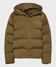 Mens Hooded Brown Puffer Jacket Puffer Jacket men front product view | Dash Racegear — Mens-Hooded-Brown-Puffer-Jacket