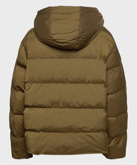 Mens Hooded Brown Puffer Jacket Puffer Jacket men detail view 3 | Dash Racegear — Winter Brown Puffer Jacket with Mens Outfits