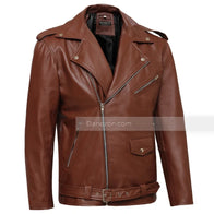 Mens Brown Motorcycle Leather Jacket Leather Jacket men front product view | Dash Racegear — Mens Motorcycle Brown Leather Jacket