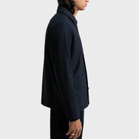 Mens Navy Blue Wool Overshirt Jacket men detail view 2 | Dash Racegear — Mens Navy Blue Wool Overshirt
