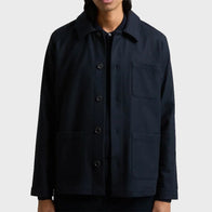 Mens Navy Blue Wool Overshirt Jacket men front product view | Dash Racegear — Mens Navy Wool Blue Overshirt