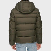 Men’s Olive Green Puffer Jacket Puffer Jacket unisex detail view 3 | Dash Racegear — Men's Padded Olive Green Puffer Jacket