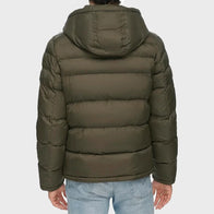 Men’s Olive Green Puffer Jacket Puffer Jacket unisex detail view 3 | Dash Racegear — Men's Padded Olive Green Puffer Jacket