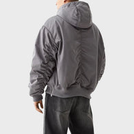 Mens Oversize Grey Bomber Jacket Bomber Jacket men detail view 2 | Dash Racegear — Mens Oversize Grey Bomber Jacket