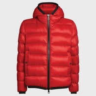 Mens Red Puffer Hooded Jacket Leather Jacket unisex detail view 3 | Dash Racegear — Men’s Red Hooded Parachute Puffer Jacket
