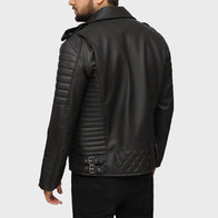Eric Quilted Motorcycle Black Leather Jacket Leather Jacket unisex detail view 4 | Dash Racegear — Mens Motorcycle Black Padded Leather Jacket