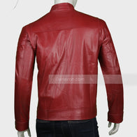 Men’s Slimfit Red Biker Leather Jacket Biker Jacket men detail view 4 | Dash Racegear — Mens Slim Fit Red Leather Biker Jacket