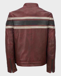 Mens Retro Red Waxed Vintage Leather Jacket Leather Jacket men detail view 2 | Dash Racegear — Mens Retro Red Waxed Vintage Leather Jacket