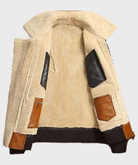 Mens Shearling Sheepskin Bomber Leather Jacket Leather Jacket men detail view 2 | Dash Racegear — Mens Brown Shearling Sheepskin Bomber Jacket For Mens Outfits