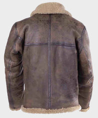 Mens Brown Shearling Distressed Leather Jacket Leather Jacket men detail view 2 | Dash Racegear — Mens Distressed Leather Shearling Brown Jacket