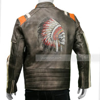 Cafe Racer Skull Jacket Jacket unisex detail view 4 | Dash Racegear — harley davidson skull leather jacket