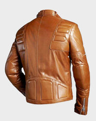 Mens Brown Padded Motorcycle Leather Jacket Biker Jacket men detail view 2 | Dash Racegear — Mens Brown Padded Motorcycle Leather Jacket