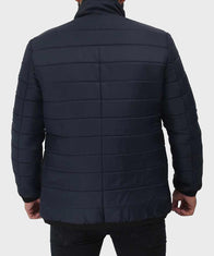 Mens Puffer Dark Blue Jacket Puffer Jacket men detail view 2 | Dash Racegear — Dark Blue Mens Stylish Puffer Jacket