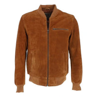 Mens Suede Leather Brown Leather Jacket Leather Jacket men front product view | Dash Racegear — Mens Suede Leather Brown Leather Jacket