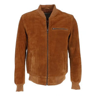 Mens Suede Leather Brown Leather Jacket Leather Jacket men front product view | Dash Racegear — Mens Suede Leather Brown Leather Jacket