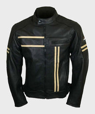 Mens Vintage Black Cafe Racer Retro Jacket Jacket men front product view | Dash Racegear — Mens Biker Black Retro Vintage Jacket