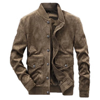 Mens Vintage Brown Suede Leather Jacket Leather Jacket men front product view | Dash Racegear — Mens Vintage Brown Suede Leather Jacket