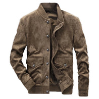 Mens Vintage Brown Suede Leather Jacket Leather Jacket men front product view | Dash Racegear — Mens Vintage Brown Suede Leather Jacket