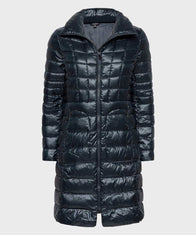 Mens Winter Dark Navy Long Coat Jacket men front product view | Dash Racegear — Dark Navy Winter Puffer Long Coat