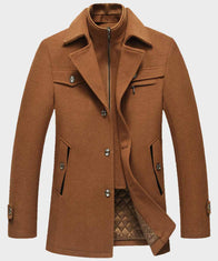Mens Winter Wool Coat Jacket men front product view | Dash Racegear — Fashion Style Mens Brown Wool Coat