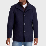 Mens Navy Blue Wool Coat Jacket men detail view 2 | Dash Racegear — Mens Navy Blue Wool Coat