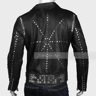 Mens Black Biker Studded Leather Jacket Biker Jacket men detail view 5 | Dash Racegear — Mens Black Biker Leather Jacket with Studds
