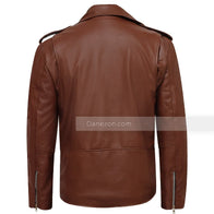 Mens Brown Motorcycle Leather Jacket Leather Jacket men detail view 3 | Dash Racegear — Mens Motorcycle Brown Leather Jacket