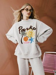 Parke Miami Graphic Mockneck Sweatshirt Sweatshirt unisex front product view | Dash Racegear — Parke Miami Urban Style Graphic Mockneck Sweatshirt