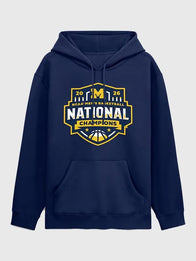 Michigan Wolverines Basketball National Champions Hoodie Hoodie unisex front product view | Dash Racegear — Michigan Wolverines 2026 champions Half-Court Hero hoodie, perfect for fans and casual wear.