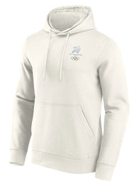 Milano Cortina 2026 Iconic Poster Graphic Hoodie Hoodie unisex detail view 2 | Dash Racegear — Milano Cortina Winter Olympics 2026 Iconic Poster Hoodie in off white, cozy design and bold fan graphics.