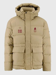 Winter Olympics 2026 Team Denmark Jacket Jacket unisex detail view 2 | Dash Racegear — Hooded puffer jacket celebrating Milano Cortina 2026 Team Denmark, warm and lightweight with striking team logos.