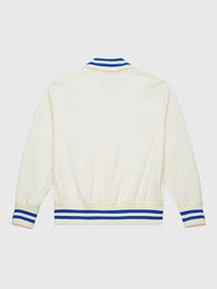 Mitchell & Ness Los Angeles Dodgers Cooperstown Batting Practice Jacket Jacket unisex detail view 2 | Dash Racegear — Los Angeles Dodgers Mitchell & Ness Cooperstown Batting Practice Full-Zip Jacket crafted from warm cream fleece.