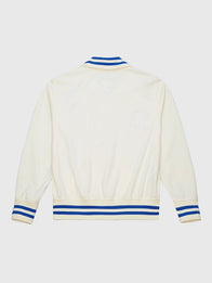 Mitchell & Ness Los Angeles Dodgers Cooperstown Batting Practice Jacket Jacket unisex detail view 2 | Dash Racegear — Los Angeles Dodgers Mitchell & Ness Cooperstown Batting Practice Full-Zip Jacket crafted from warm cream fleece.