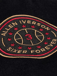 Allen Iverson 76ers x Mitchell & Ness Varsity Jacket Varsity Jacket unisex detail view 3 | Dash Racegear — Allen Iverson black Walk The Tunnel varsity jacket for 76ers, ideal for casual fan wear.