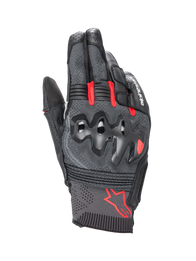 Alpinestars Morph Sport Gloves, Motorcycle Racing and Sport Gloves, Black and Bright Red, featuring MorphTech Weave™ backhand and over-injected knuckle protection, short cuff design with red Alpinestars logo.