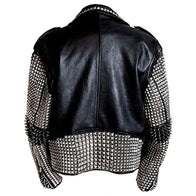 Brandon Black Motorcycle Studded Leather Jacket Leather Jacket unisex detail view 2 | Dash Racegear — Motorcycle Studded Black Leather Jacket