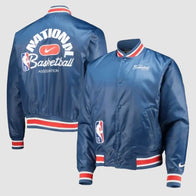 NBA Nike Blue 75th Anniversary Courtside Jacket Jacket unisex front product view | Dash Racegear — Nike Courtside Hoodie – NBA 75th Anniversary Blue Jacket
